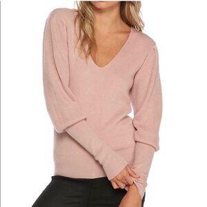 Free People Gingersnap Tunic Sweater Knit Long Sleeve V-Neck Dusty Pink Rose